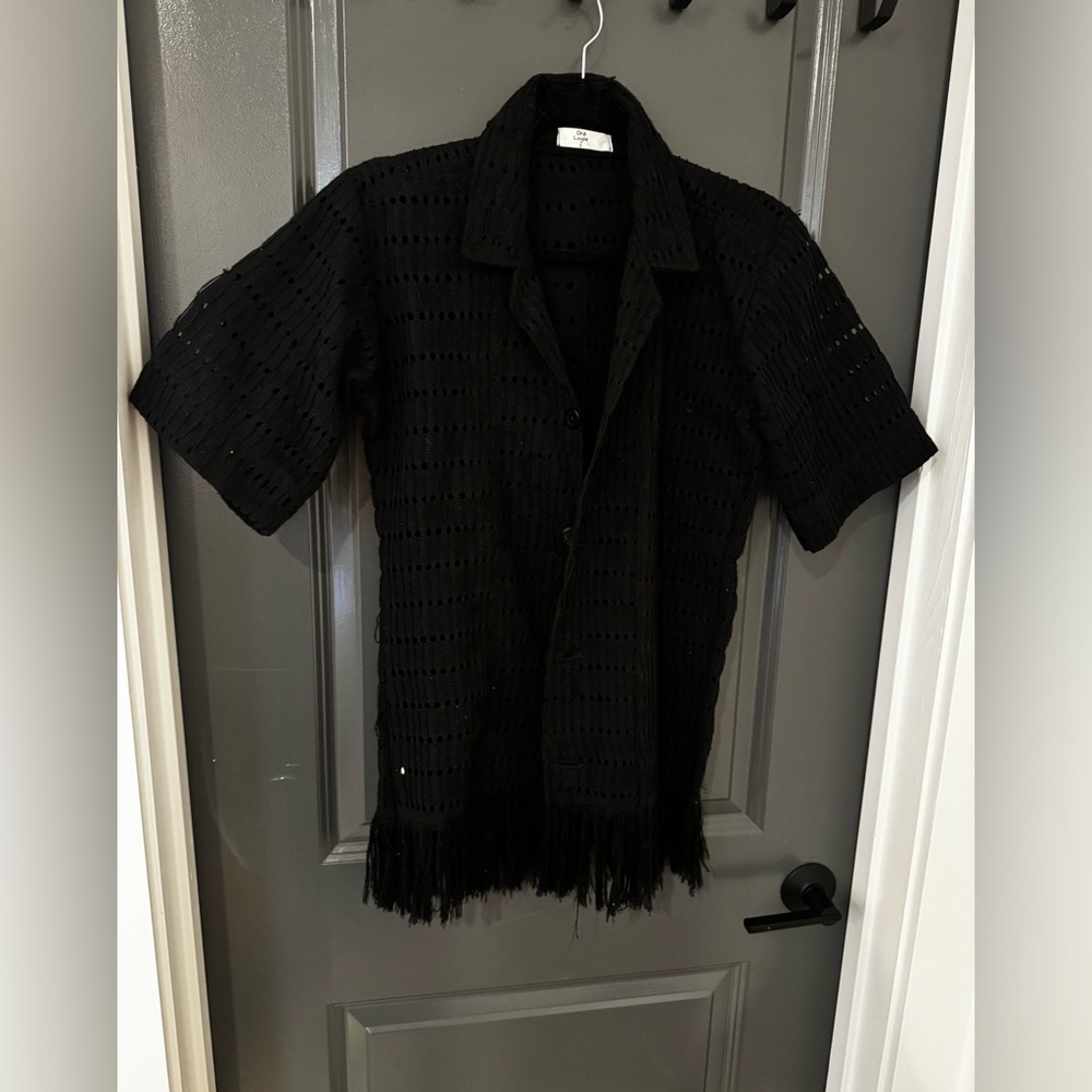 Oke Lagos Black Aso-Oke  Button-Up Top
